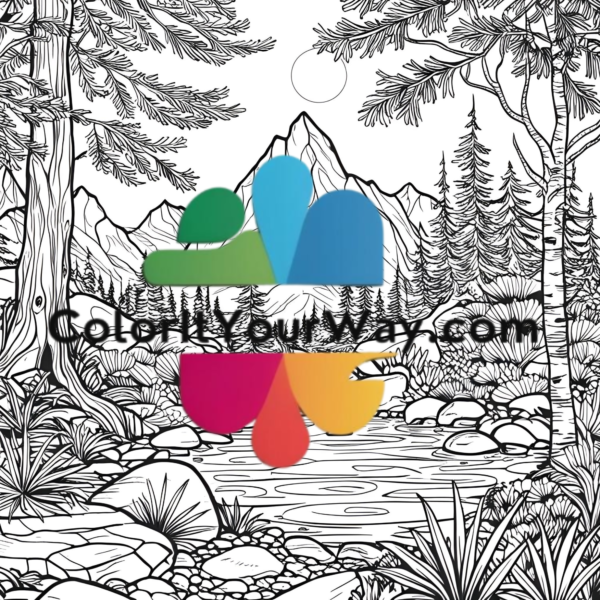 Mountain Getaway: A Tranquil Coloring Journey Through Nature & Wilderness - Image 2