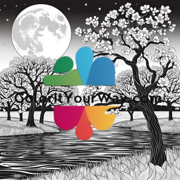 Peach Blossom Lake: A Peaceful Coloring Book of Tranquil Waters Under the Moon - Image 2
