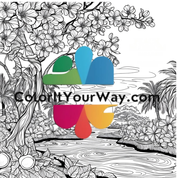 Peach Blossom Retreat: A Coloring Book of Nature & Tranquility - Image 16