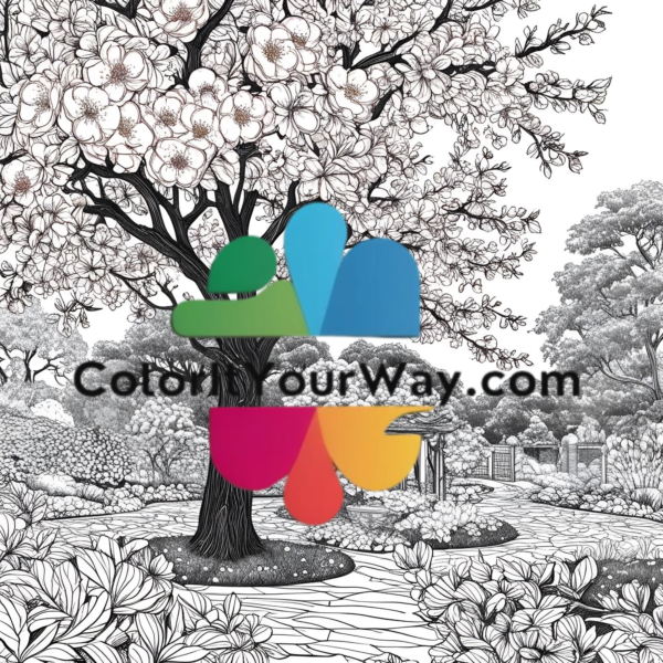 Peach Blossom Paradise: A Springtime Coloring Book of Serene Gardens & Floral Beauty - Image 2