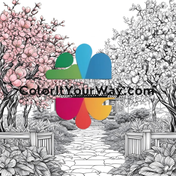 Peach Blossom Paradise: A Springtime Coloring Book of Serene Gardens & Floral Beauty - Image 3