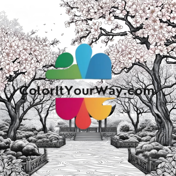 Peach Blossom Paradise: A Springtime Coloring Book of Serene Gardens & Floral Beauty - Image 4