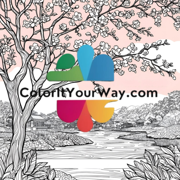 Peach Blossom Retreat: A Coloring Book of Nature & Tranquility - Image 4