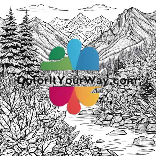 Mountain Getaway: A Tranquil Coloring Journey Through Nature & Wilderness - Image 6