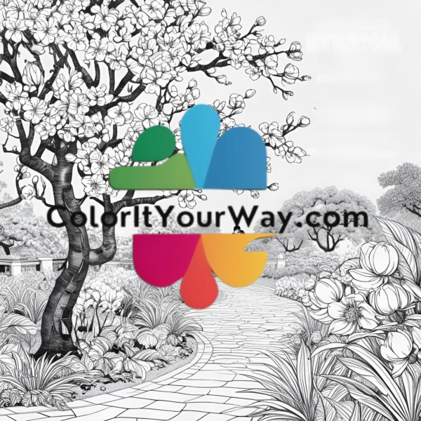 Peach Blossom Paradise: A Springtime Coloring Book of Serene Gardens & Floral Beauty - Image 5