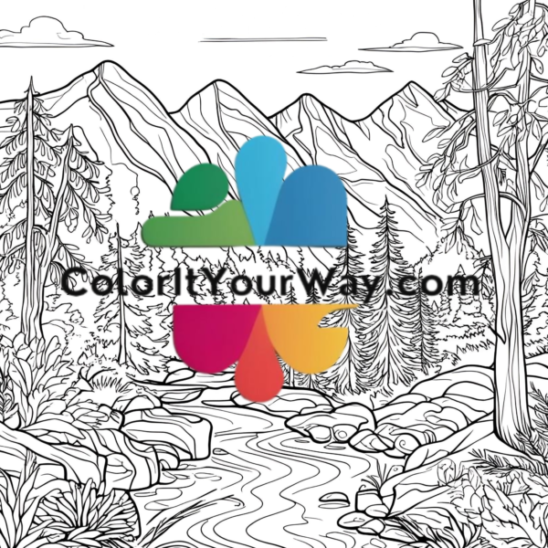 Mountain Getaway: A Tranquil Coloring Journey Through Nature & Wilderness - Image 9